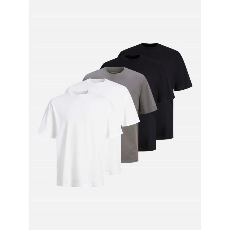 Image of Jack and Jones 5-pack Hugo Loose T-Shirt Mens White male 2XL