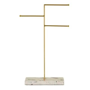 image of Sass & Belle Triple Terrazzo Gold Jewellery Stand