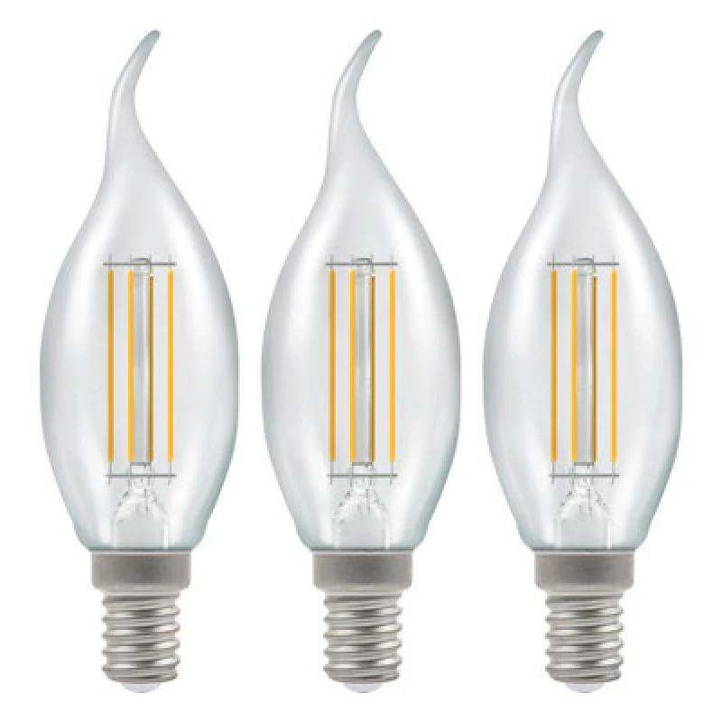 Image of Crompton Lamps LED Bent Tip Candle 4.2W E14 Filament Warm White Clear