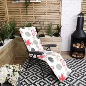 Padded Outdoor Garden Patio Recliner / Sun Lounger with Flowers