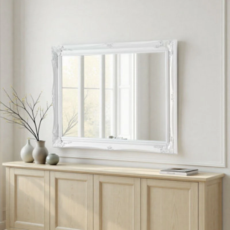 Image of Yearn Mirrors Yearn Mirrors French Style Carved Mirror White 116x90cm White One Size Unisex 0756406342854