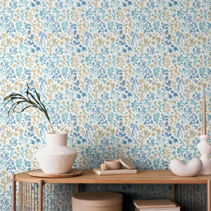 Image of Hoopla Walls Botanical Leaves - Denim Mix 10M Wallpaper