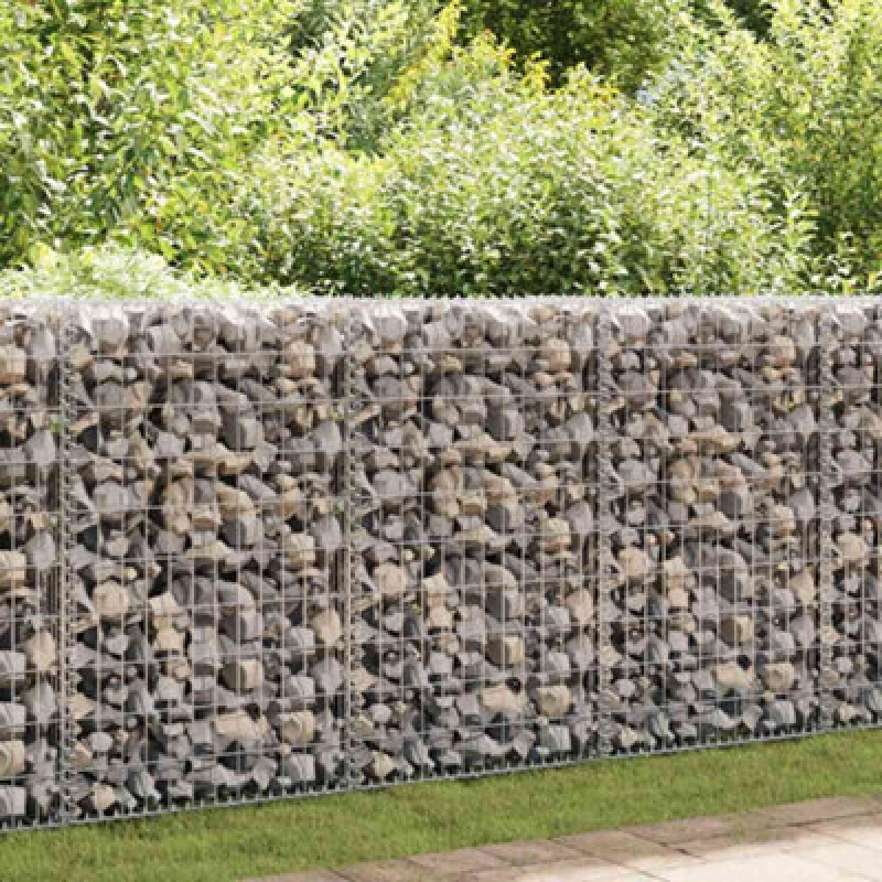 Image of Vidaxl Gabion Wall With Covers Galvanised Steel 50X20X100 Cm