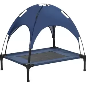 image of 76cm Elevated Dog Bed Cooling Raised Pet Cot uv Protection Canopy Blue - Blue - Pawhut