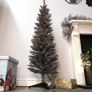 Image of 5ft (150cm) Snowtime Wrapped Pencil Pine Grey Christmas Tree with 236 Tips