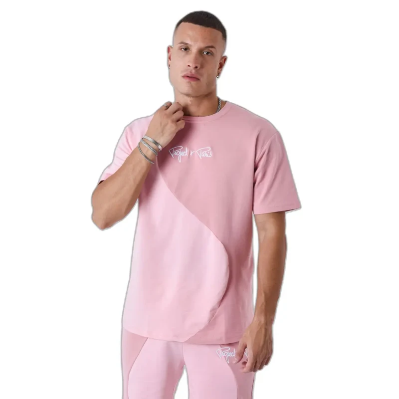 Image of Project X Paris Two-tone wave style T-Shirt Project X Paris Rose Male XL
