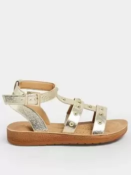 Image of Yours Extra Wide Fit Studded Gladiator Sandal Tan, Gold, Size 5Eee, Women