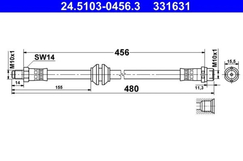 Image of Brake hose ATE 24.5103-0456.3