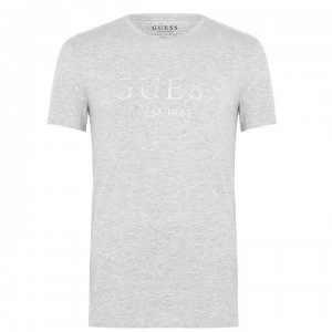 image of Guess Sleeve Text T Shirt - Lght Grey Heath