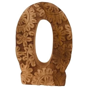 Letter O Hand Carved Wooden Flower