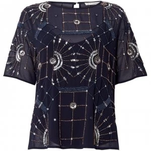 image of Maison De Nimes Starburst Sequin Tee - Navy