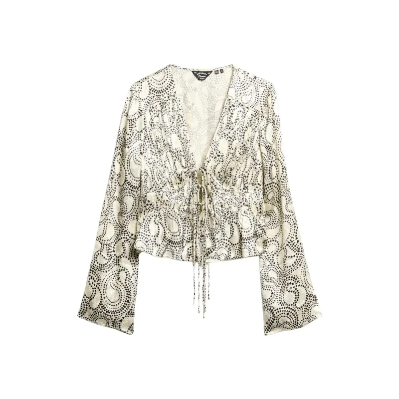 Image of Superdry 70s-style pleated blouse For Her Superdry Blanc Female XS