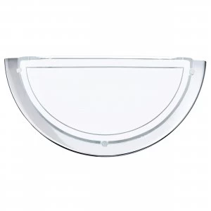 image of EGLO ES/E27 Chrome Wall Light With Painted Glass Diffuser - 83156