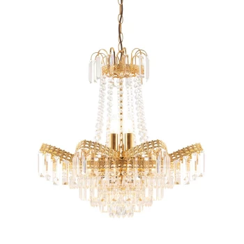 image of Adagio 9 Light Chandelier Glass Beads & Gold Finish, E14