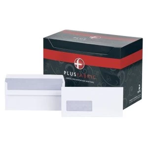Image of Plus Fabric Wallet Envelopes 110gm2 Press Seal Window DL White 1 x Pack of 500