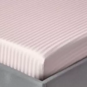 Image of Dusky Pink Violet Egyptian Cotton Satin Stripe Fitted Sheet 330 Thread Count, Small Double - Dusky Pink Violet - Dusky Pink Violet - Homescapes