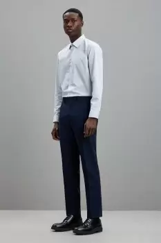 image of Tailored Fit Navy Tonal Check Trousers