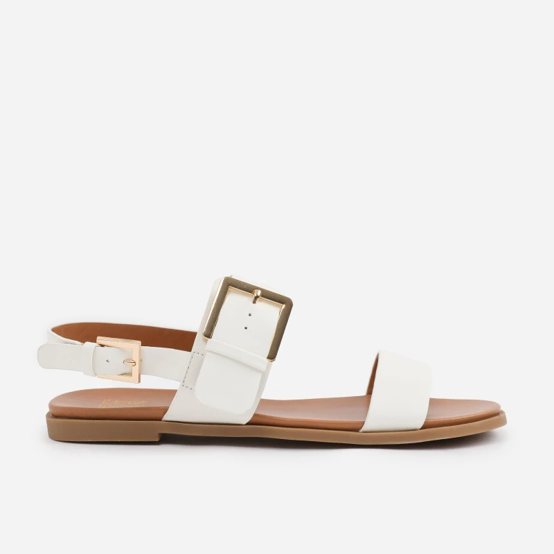 Image of Wheres That From White PU Camilla Classic Flat Sandals White female 3