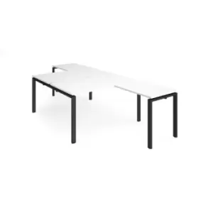 Image of Bench Desk 2 Person With Return Desks 1400mm White Tops With Black Frames Adapt