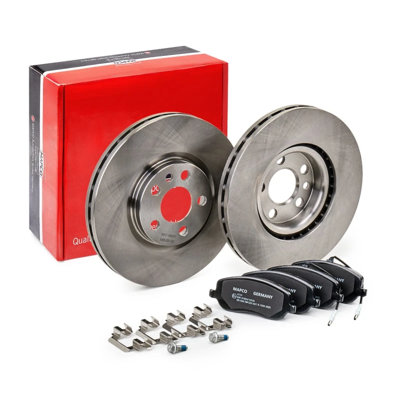 Image of MAPCO 47018 Brake disc and pads set Front Axle, Brake Disc Type: Vented, incl. wear warning contact, with anti-squeak plate Brake Set,disc brakes (34