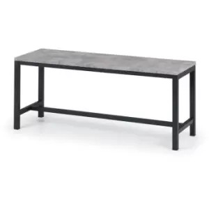 image of Black Metal Dining Room Bench Concrete Effect Seat - Susanna