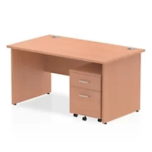 image of Dynamic Rectangular Straight Desk with Panel End Leg Walnut MFC Grey Frame Impulse 1 x 2 Drawer Mobile Pedestal Bundle 1400 x 800 x 730mm