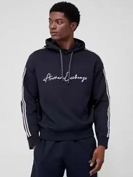 Image of Armani Exchange Script Overhead Hoodie, Navy, Size 2XL, Men