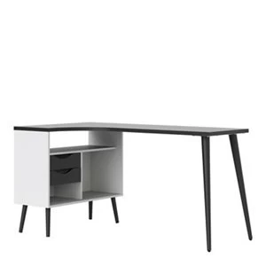 image of Ebru White & Black Painted 2 Drawer Desk (H)758mm (W)1451mm (D)810mm