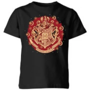 Image of Harry Potter Hogwarts Christmas Crest Kids T-Shirt - Black - 11-12 Years