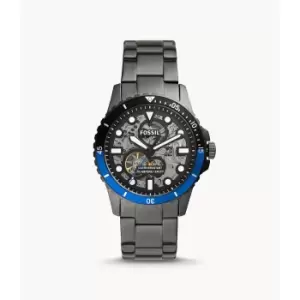 image of Fossil Mens Fb-01 Automatic Smoke Stainless Steel Watch - Gunmetal