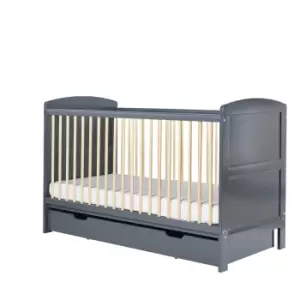 image of Ickle Bubba Coleby Classic Cot Bed and Under Drawer - Scandi Grey