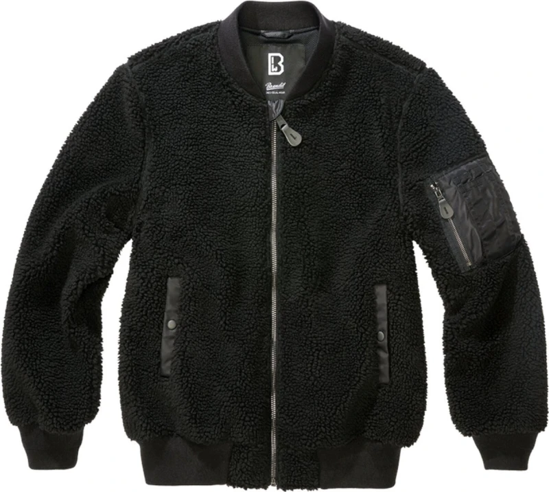 Image of Brandit MA1 Sherpa Teddy Fleece Jacket, black, Size S