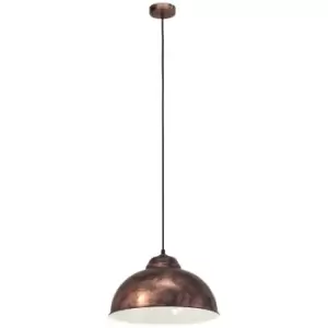 Image of Hanging Ceiling Pendant Light Antique Copper Dome Bowl Shade 1 x 60W E27 Bulb