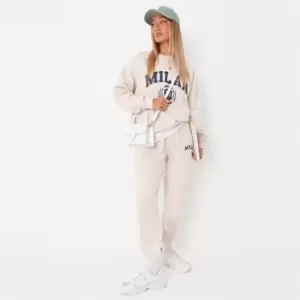 image of Missguided Milan Varsity Relaxed Jogger - Cream