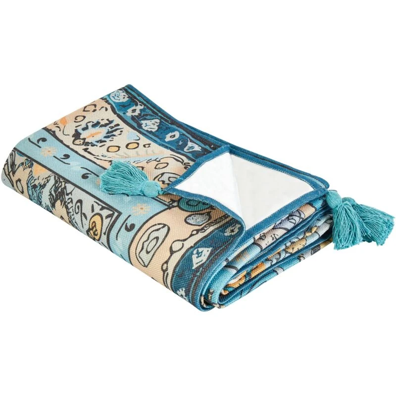 Image of Beliani Picnic Blanket Kotla 200 X 200 Cm Blue