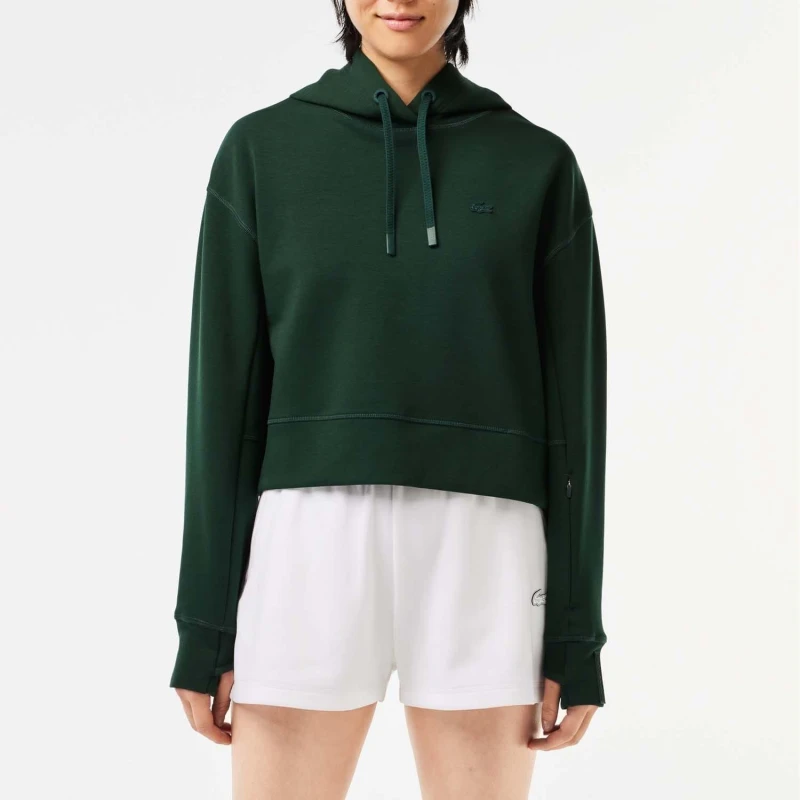 Image of Lacoste Short Cut Cotton Hoodie - Green Green 14