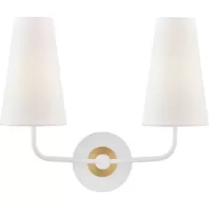 image of Hudson Valley Merri 2 Light Wall Sconce White with Off White Shade