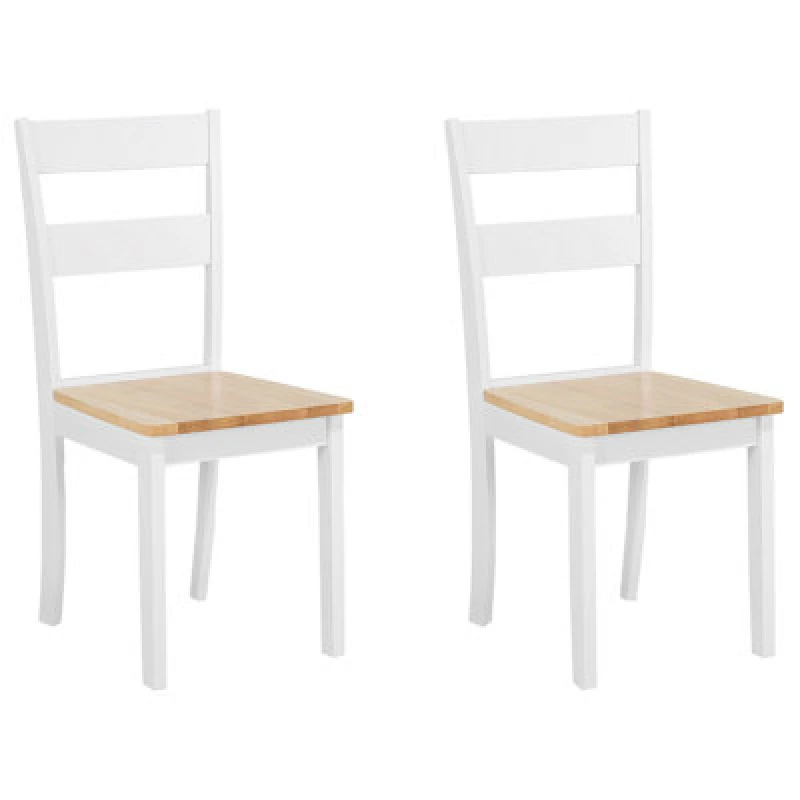Image of Beliani Set Of 2 Dining Chairs Georgia Wood White