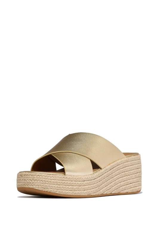 Image of FitFlop Womens Platfforms Espadrille Sandal in Gold Size: 8 Gold Female 8