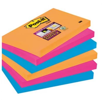 Image of Post it Super Sticky 76mm x 127mm Repositionable Notes Bangkok Colours