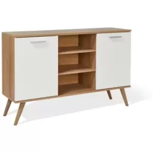 Image of Carlos Oak & White Scandinavian Style 2 Door Sideboard