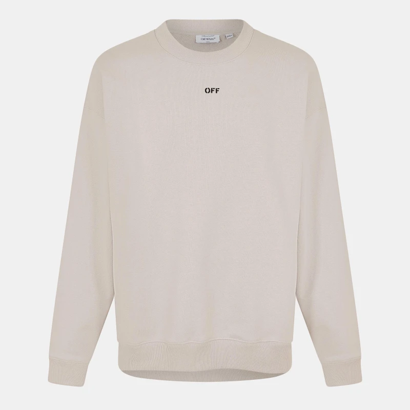 Image of Off White Mens Skate Relaxed Fit Crew Sweatshirt Stone/Black male XS