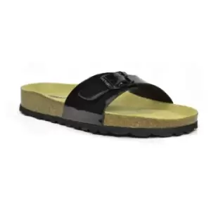 Image of Sanosan Womens/Ladies Malaga Lacquered Sandals (8 UK) (Black/Brown)
