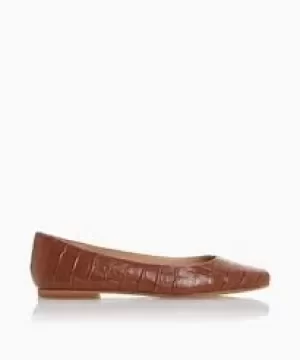 image of Dune Tan Croc Print Leather Leather 'Halladay' Ballet Pumps - 3