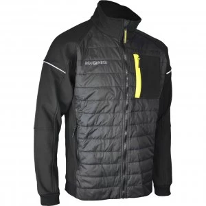 Image of Roughneck Mens Hybrid Soft Shell Jacket Black Yellow XL