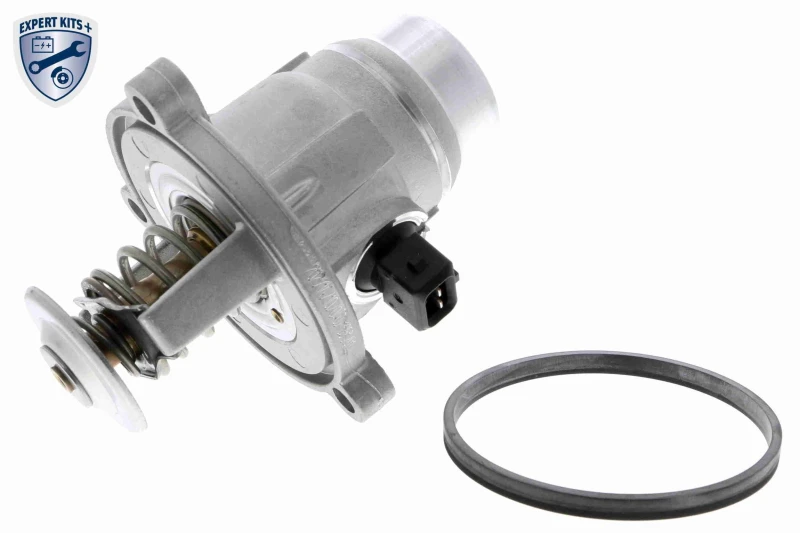 Image of VEMO V20-99-0163 Engine thermostat Opening Temperature: 105°C, with gasket/seal, with housing Thermostat,coolant (316)
