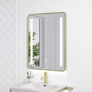 Image of Rectangular Brass LED Bathroom Mirror with Demister 600 x 800mm - Lepus