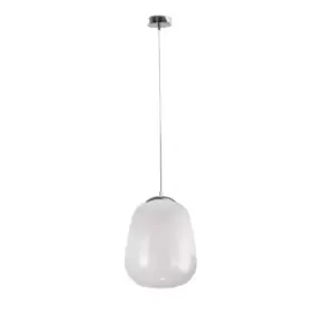 image of Smoky Dome Pendant Ceiling Light White, Silver, 26cm, 1x E27