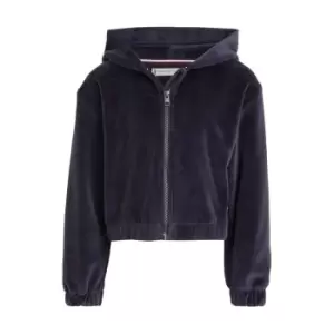 image of Tommy Hilfiger Velours Zip Through Hoodie - Blue