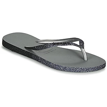 image of Havaianas SLIM SPARKLE II womens Flip flops / Sandals (Shoes) in Grey / 3,1 / 2 kid